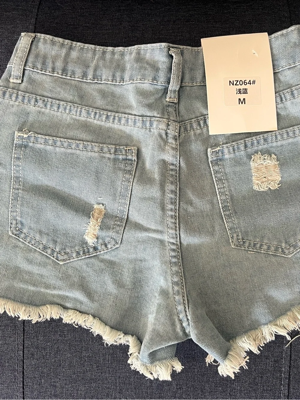 Light Blue Distressed Women's Denim Shorts